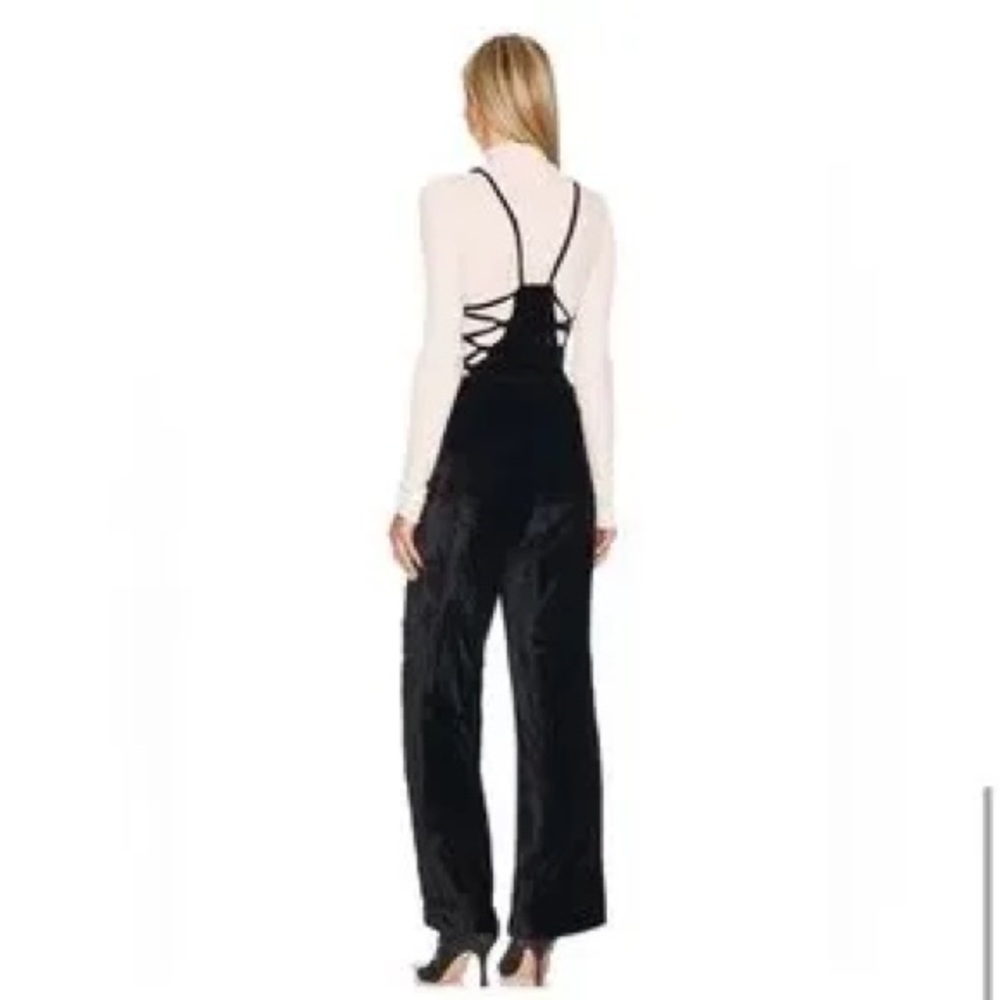 Free People 90’s Forever Velvet Overalls Jumpsuit Lace Up - Picture 7 of 8